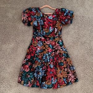 Ivy City Co Sequin Dress with Puff Sleeves